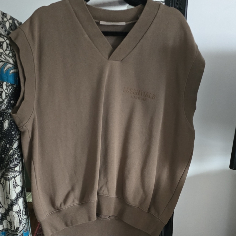 Essentials Tan V-Neck Sleeveless Top